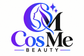 Cos Me Beauty logo in purple, blue, and black